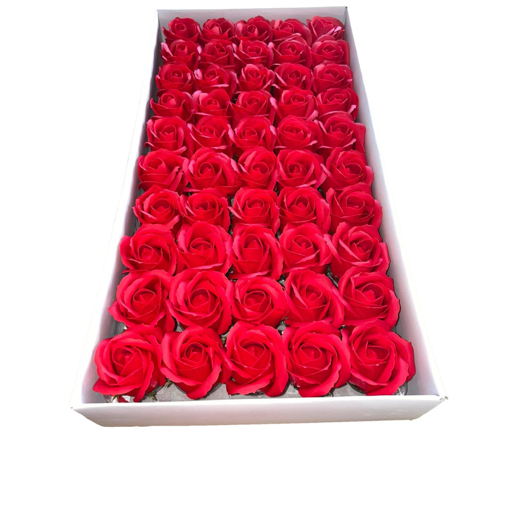 Červená mýdlová růže 50ks