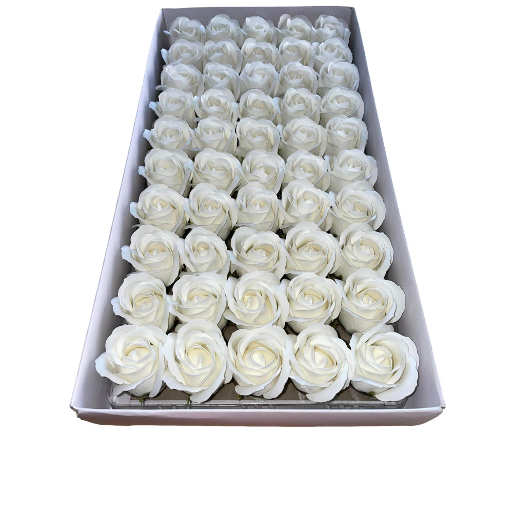 Bílá mýdlová růže 50ks