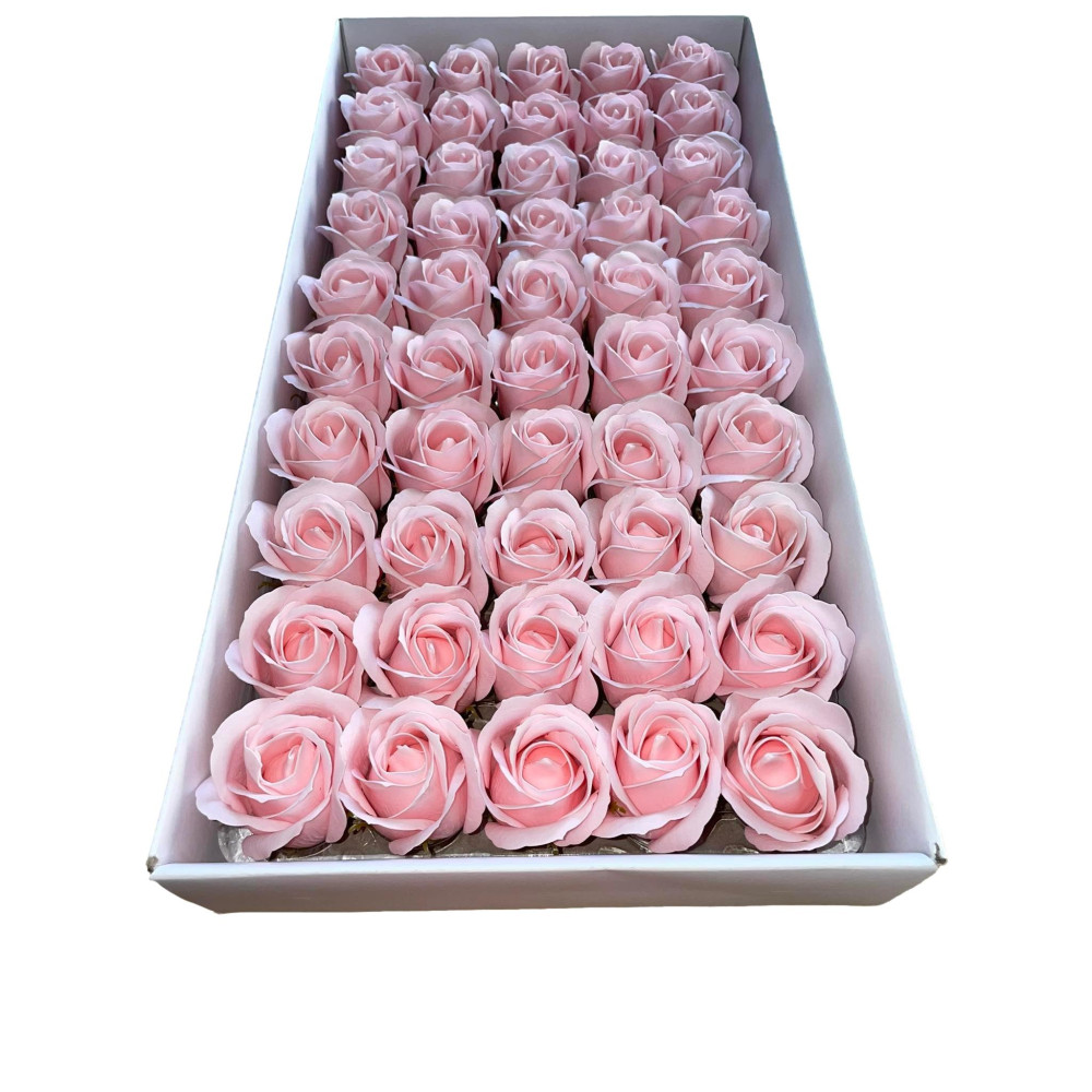 różowe róże mydlane 50sztuk