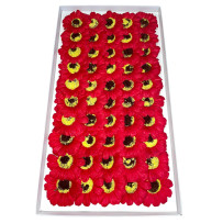 Red soap sunflowers 50 pieces