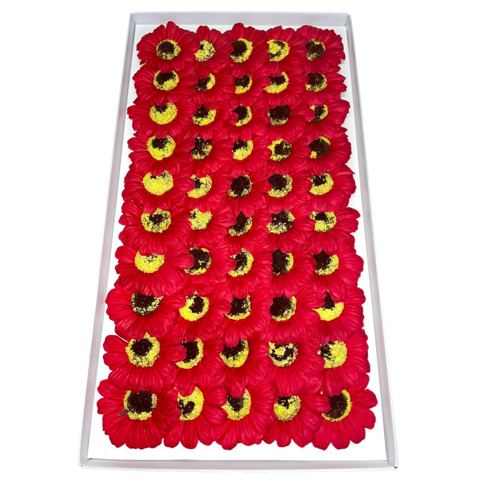 Słoneczniki mydlane czerwone 50 sztuk