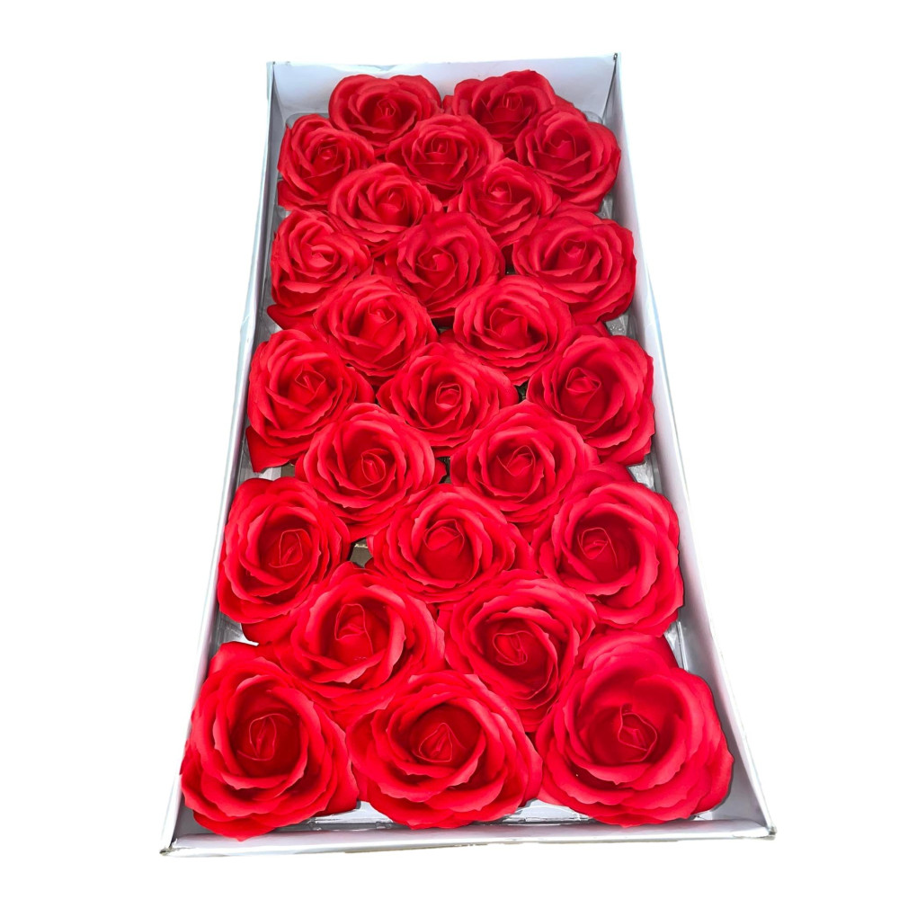 Duże róże czerwone mydlane 25 sztuk