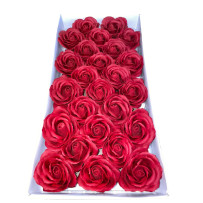 Duże róże bordowe mydlane 25 sztuk