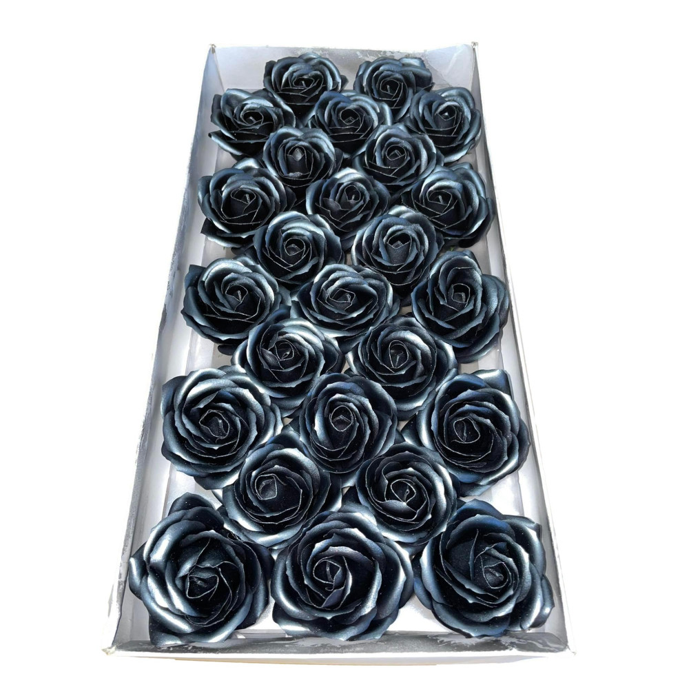 Duże róże czarne mydlane 25 sztuk