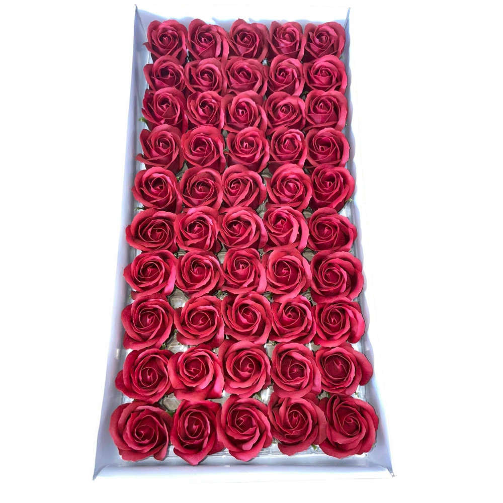 Bordowe róże mydlana 50sztuk