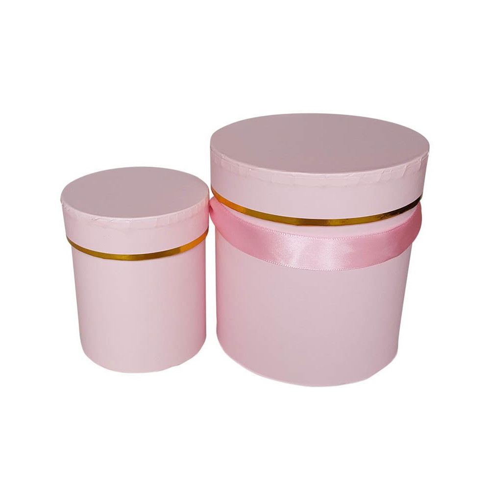 Set of 2 Round Flower Boxes Pink 44541