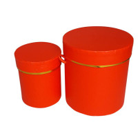 Set of 2 Round Flower Boxes Red 44541