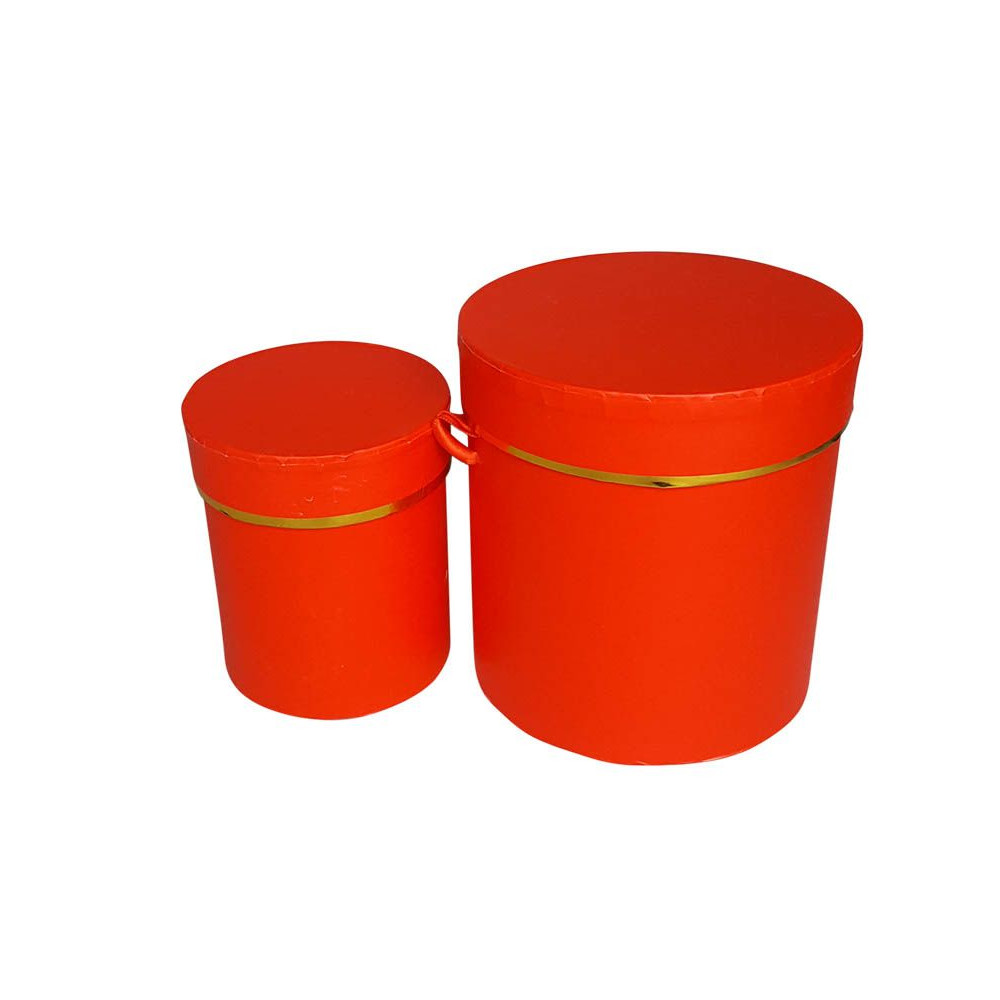 Set of 2 Round Flower Boxes Red 44541