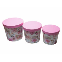 Set of 3 Round Flower Boxes 43768 W2