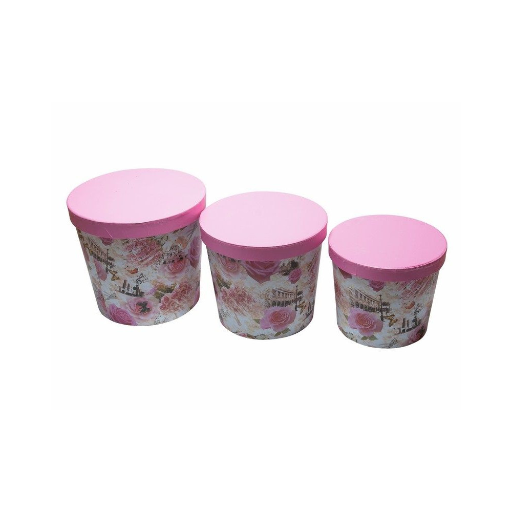 Set of 3 Round Flower Boxes 43768 W2