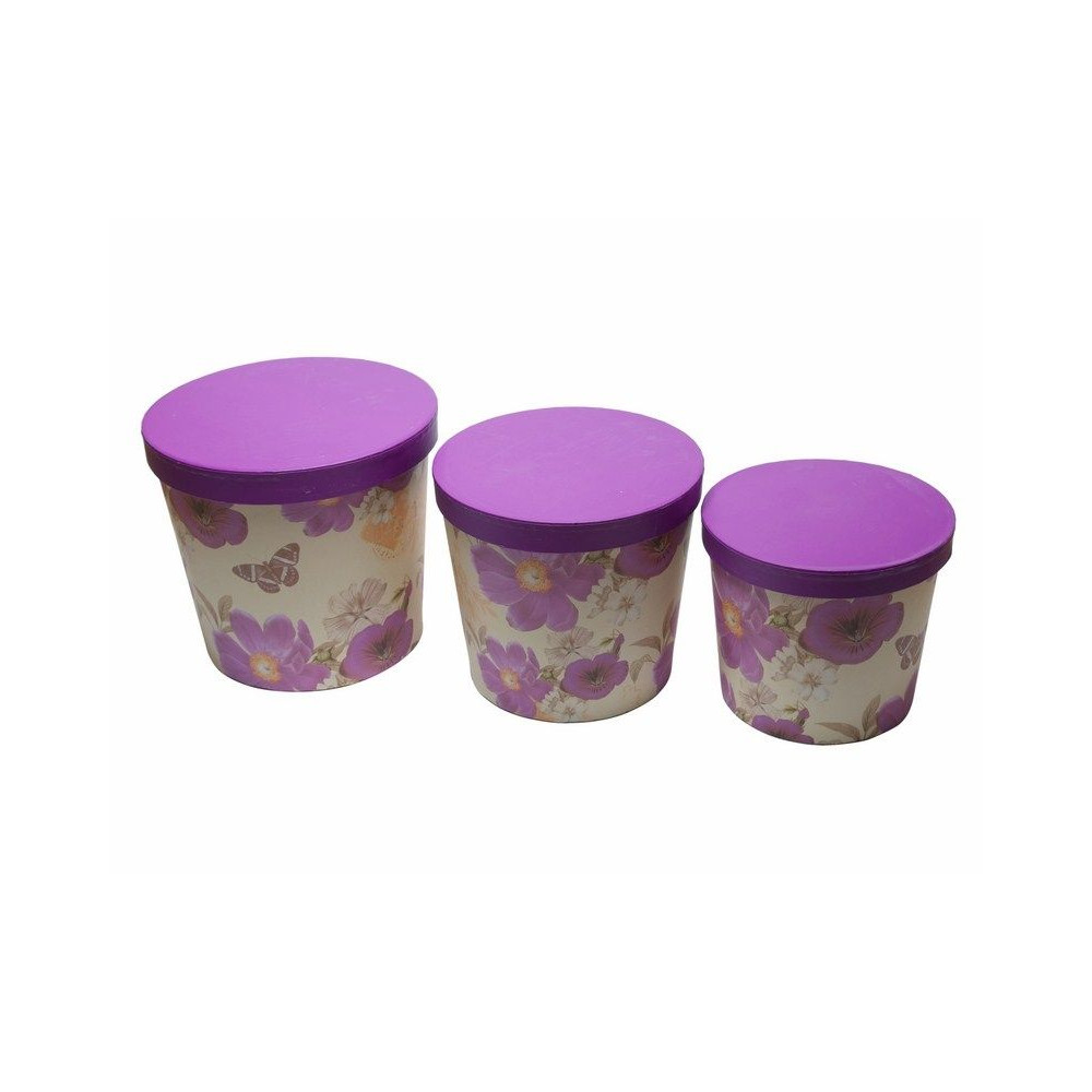Set of 3 Round Flower Boxes 43768 W1