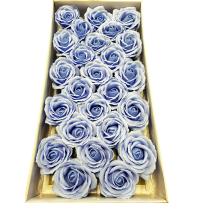 Duże róże mydlane jasny niebieski 25 sztuk