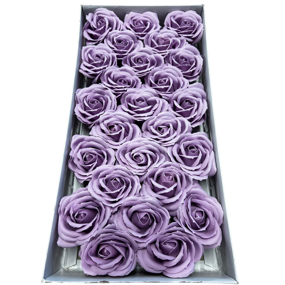 Duże róże mydlane jasny fioletowy 25 sztuk