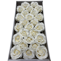 Duże róże mydlane białe 25 sztuk