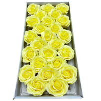 Duże róże mydlane jasny żółty 25 sztuk