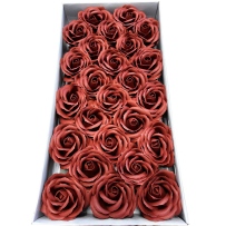 Duże róże mydlane brudny bordowy 25 sztuk