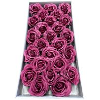 Duże róże mydlane purpurowe 25 sztuk