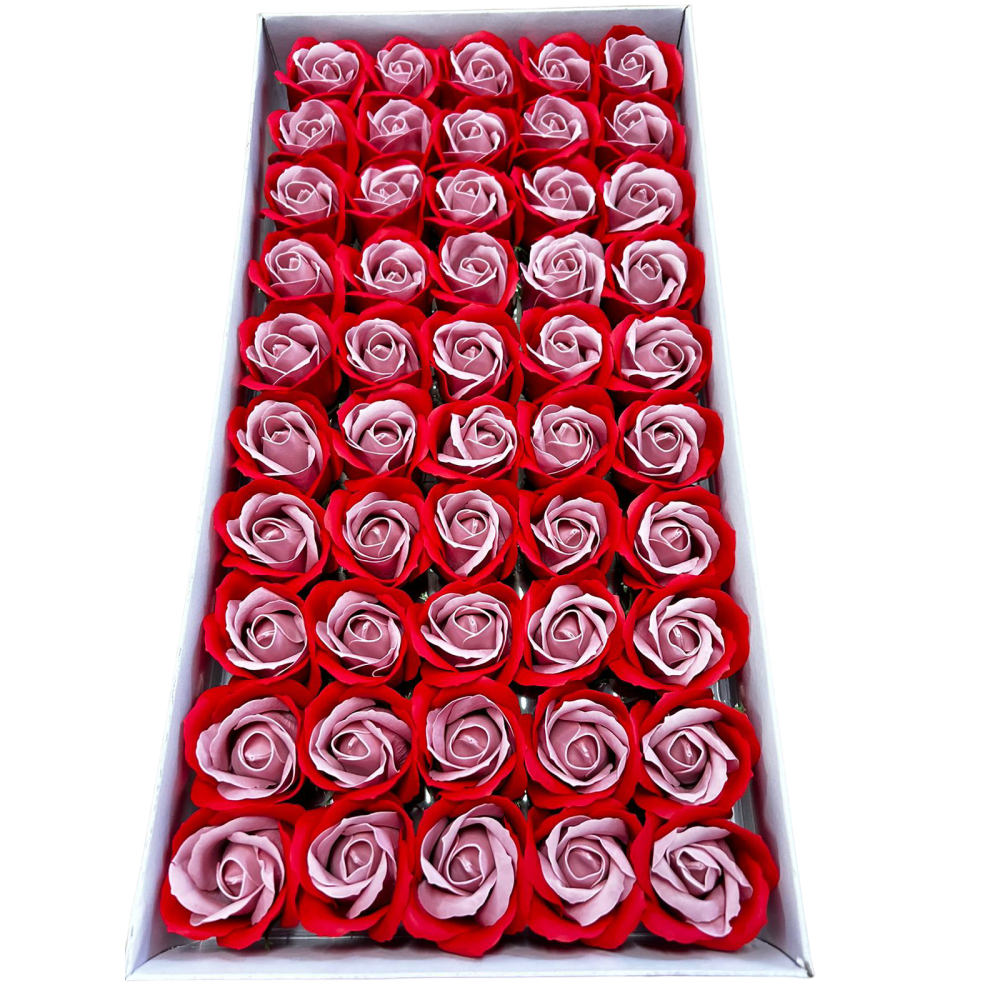 Róże dwukolorowe wzór-21 mydlane 50sztuk