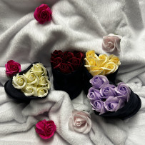 Kwiaty Mydlane Flowerbox granatowe serce - róże mydlane szampańskie