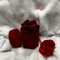 Kwiaty Mydlane Flowerbox czerwone okrągłe - róże mydlane bordowe