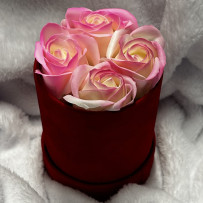 Kwiaty Mydlane Flowerbox czerwone okrągłe - róże mydlane gradient