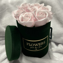 Kwiaty Mydlane Flowerbox zielony okrągły - róże mydlane S