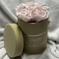 Kwiaty Mydlane Flowerbox kremowy okrągły - róże mydlane S
