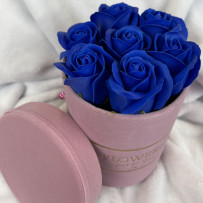 Kwiaty Mydlane Flowerbox różowy okrągły - róże mydlane S