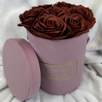 Kwiaty Mydlane Flowerbox różowy okrągły - róże mydlane M