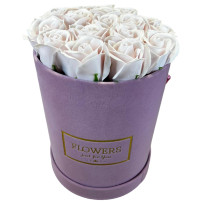 Kwiaty Mydlane Flowerbox różowy okrągły - róże mydlane L