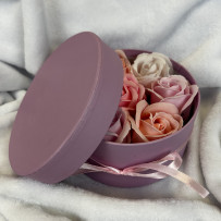 Kwiaty Mydlane Flowerbox jasny fiolet okrągły - róże mydlane