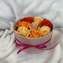 Kwiaty Mydlane Flowerbox różowy okrągły - róże mydlane