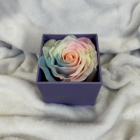 Kwiaty Mydlane Flowerbox fioletowy kwadrat - róże mydlane