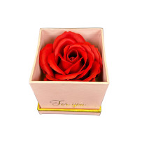 Kwiaty Mydlane Flowerbox różowy  kwadrat - róże mydlane
