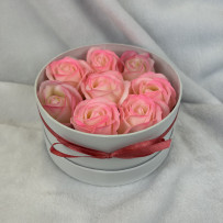Kwiaty Mydlane Flowerbox biały okrągły - róże mydlane
