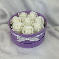 Kwiaty Mydlane Flowerbox jasny fiolet okrągły - róże mydlane