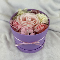 Kwiaty Mydlane Flowerbox jasno-fioletowy okrągły - róże mydlane