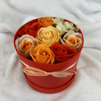 Kwiaty Mydlane Flowerbox czerwony okrągły - róże mydlane