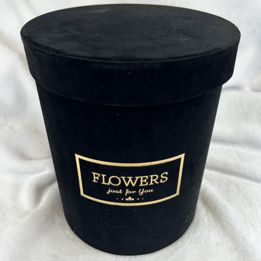 Okrągłe Pudełko na Kwiaty welurowe L - 18,5x22cm